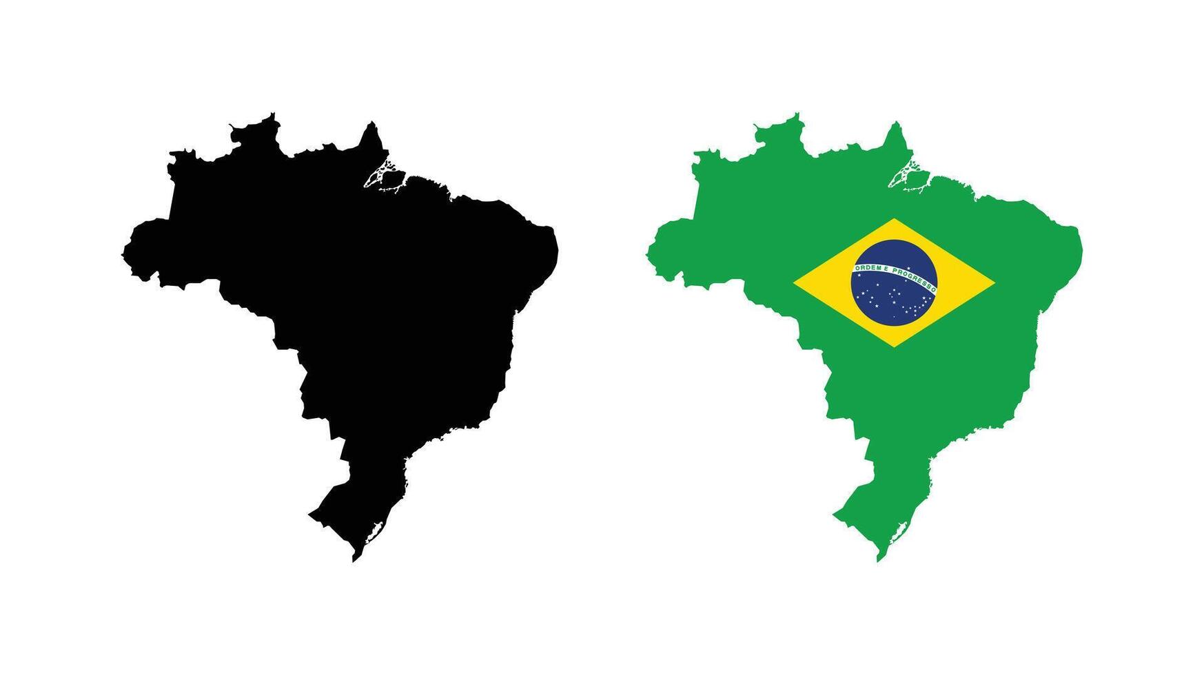 Brazil Map. Map of Brazil with National Flag. vector