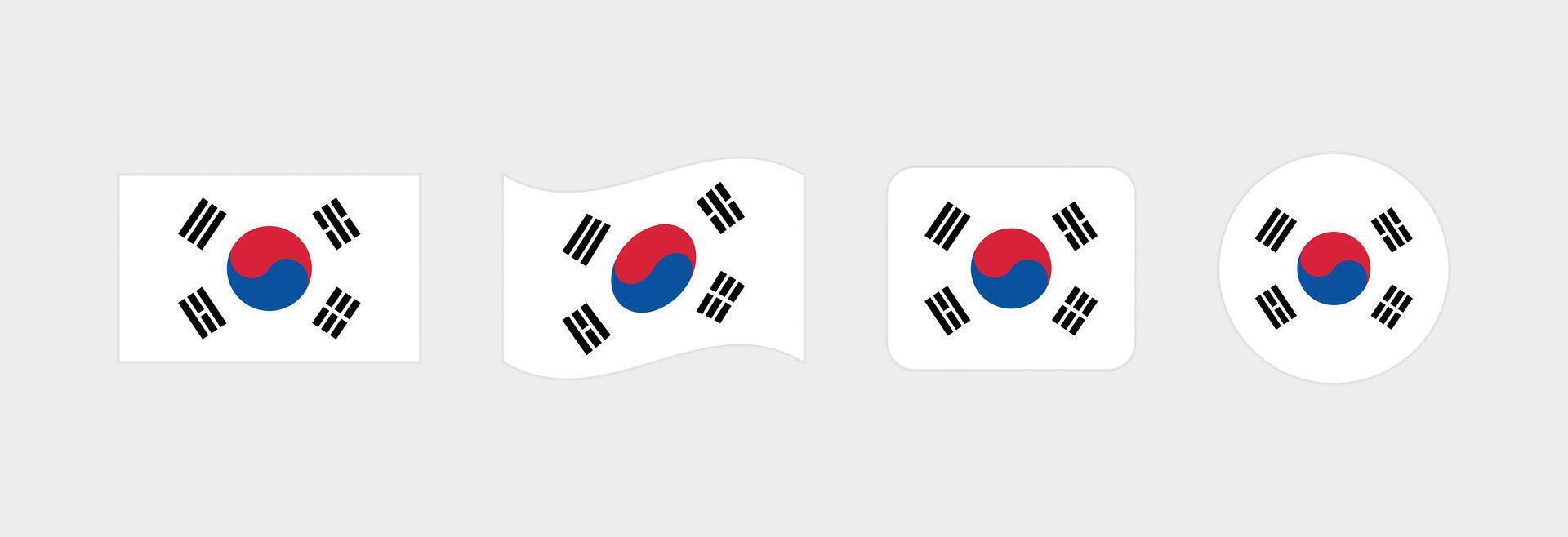 South Korea flag. Set of South Korea Flags Collection. vector