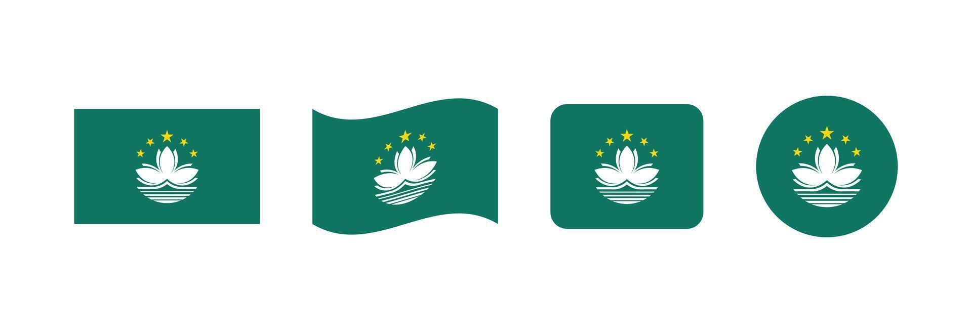 Macau flag. Set of Macau Flags Collection. vector
