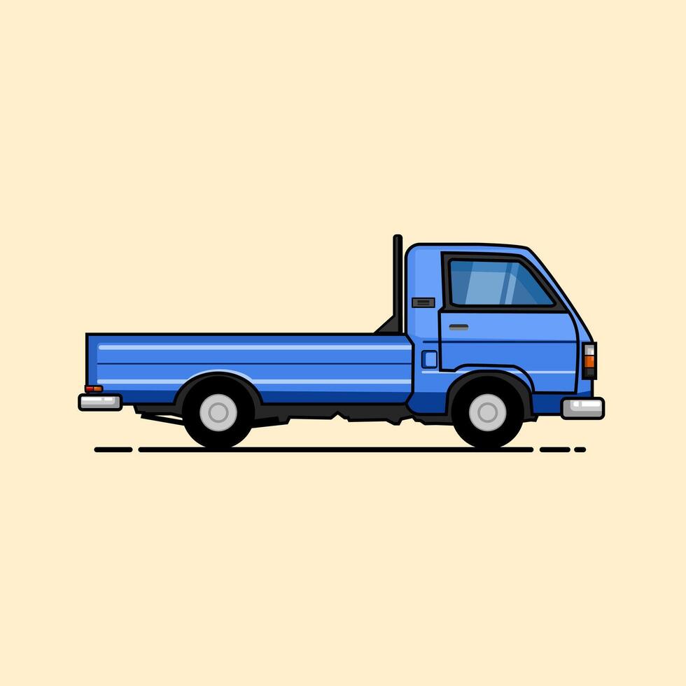 A Blue Pickup Truck Is Shown In A Flat Style vector