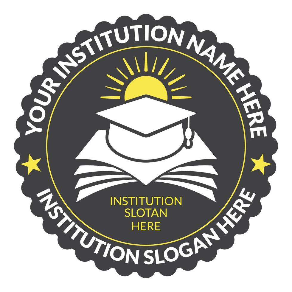 School logo design with graduate cap and book icon vector
