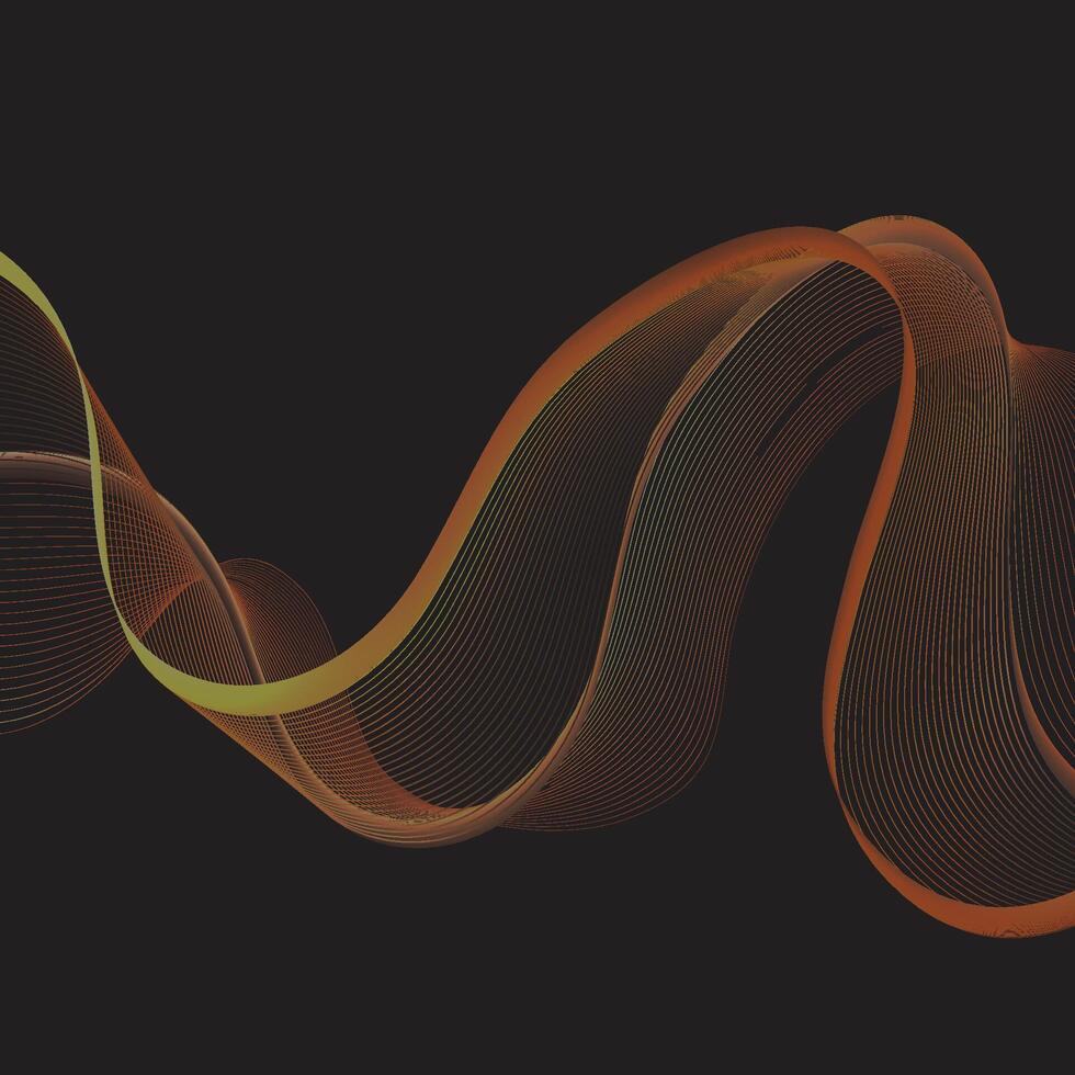 Golden color wavy lines abstract black background vector