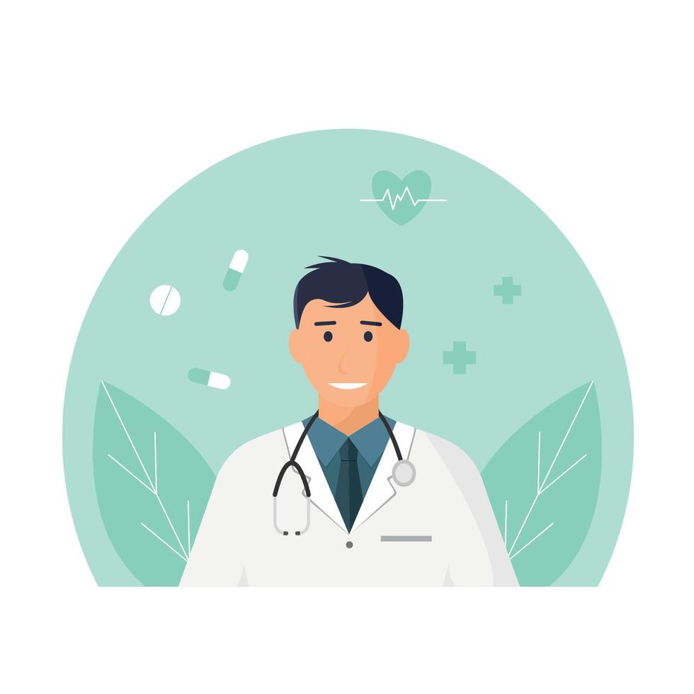 Doctor with stethoscope. vector
