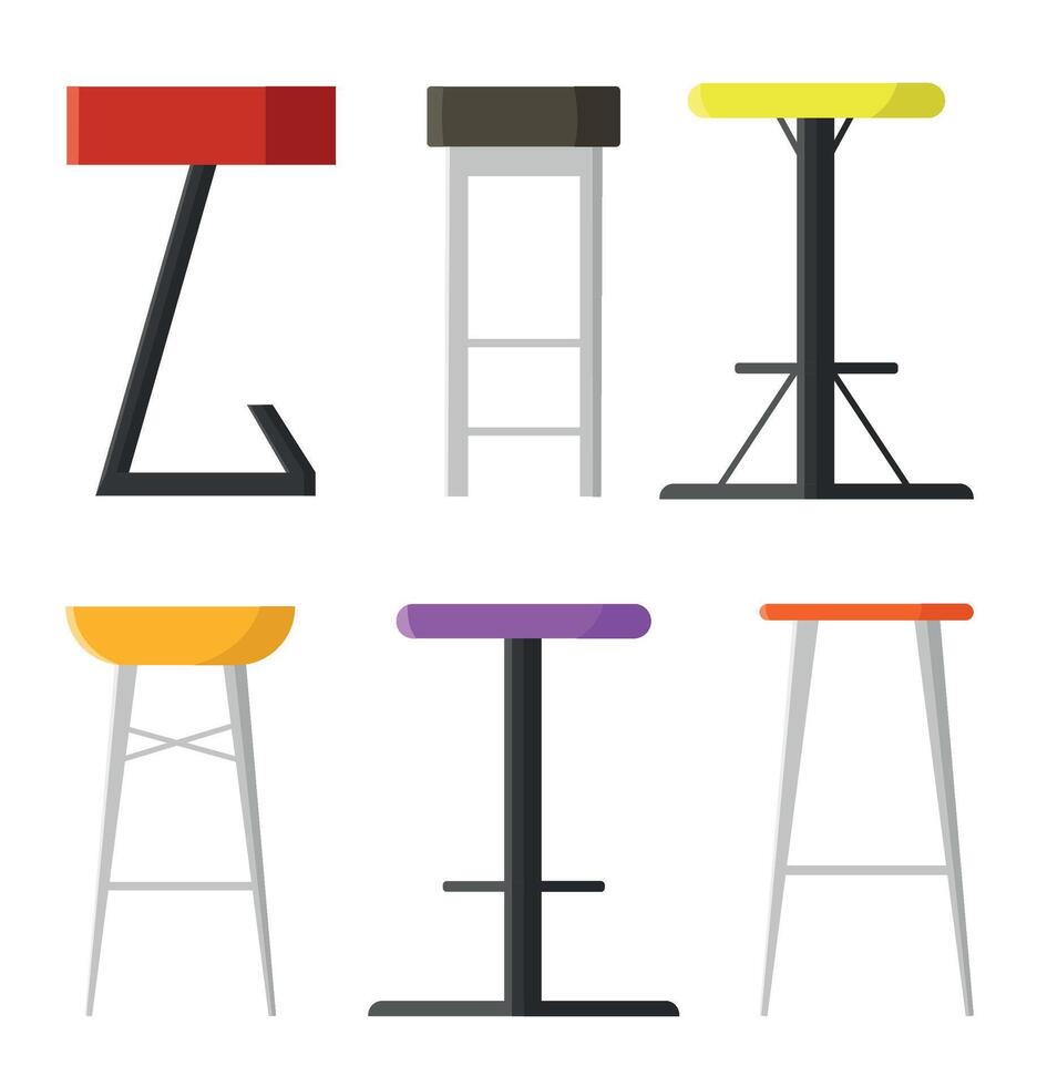 Set of bar stools. vector