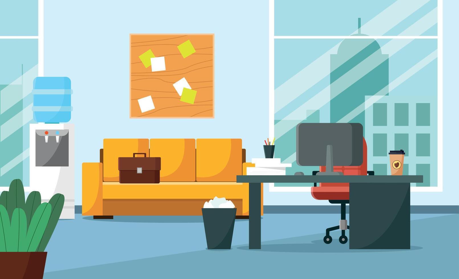 Office workplace. Modern office with furniture and equipment. vector