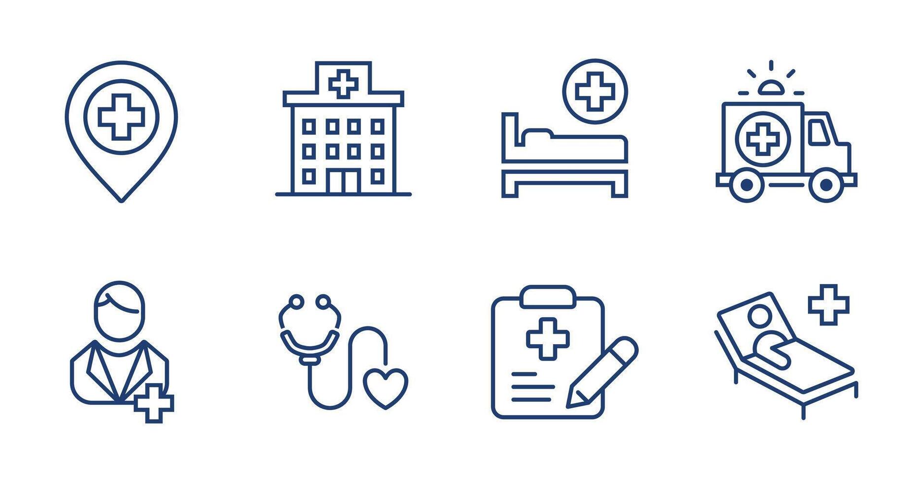hospital icon set medical clinic medic elements line signs collection for web and app vector