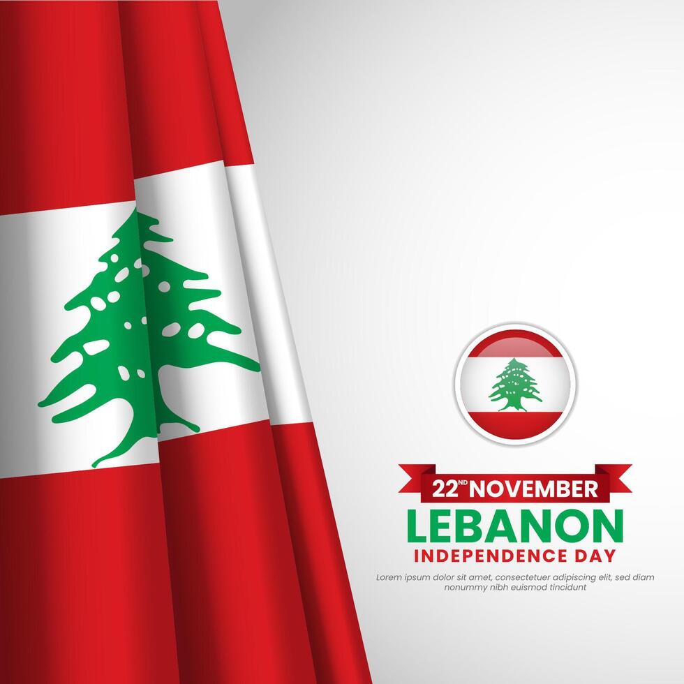 Lebanon happy independence day square banner Background, greeting card. Lebanese holiday 22nd November waving flag vector