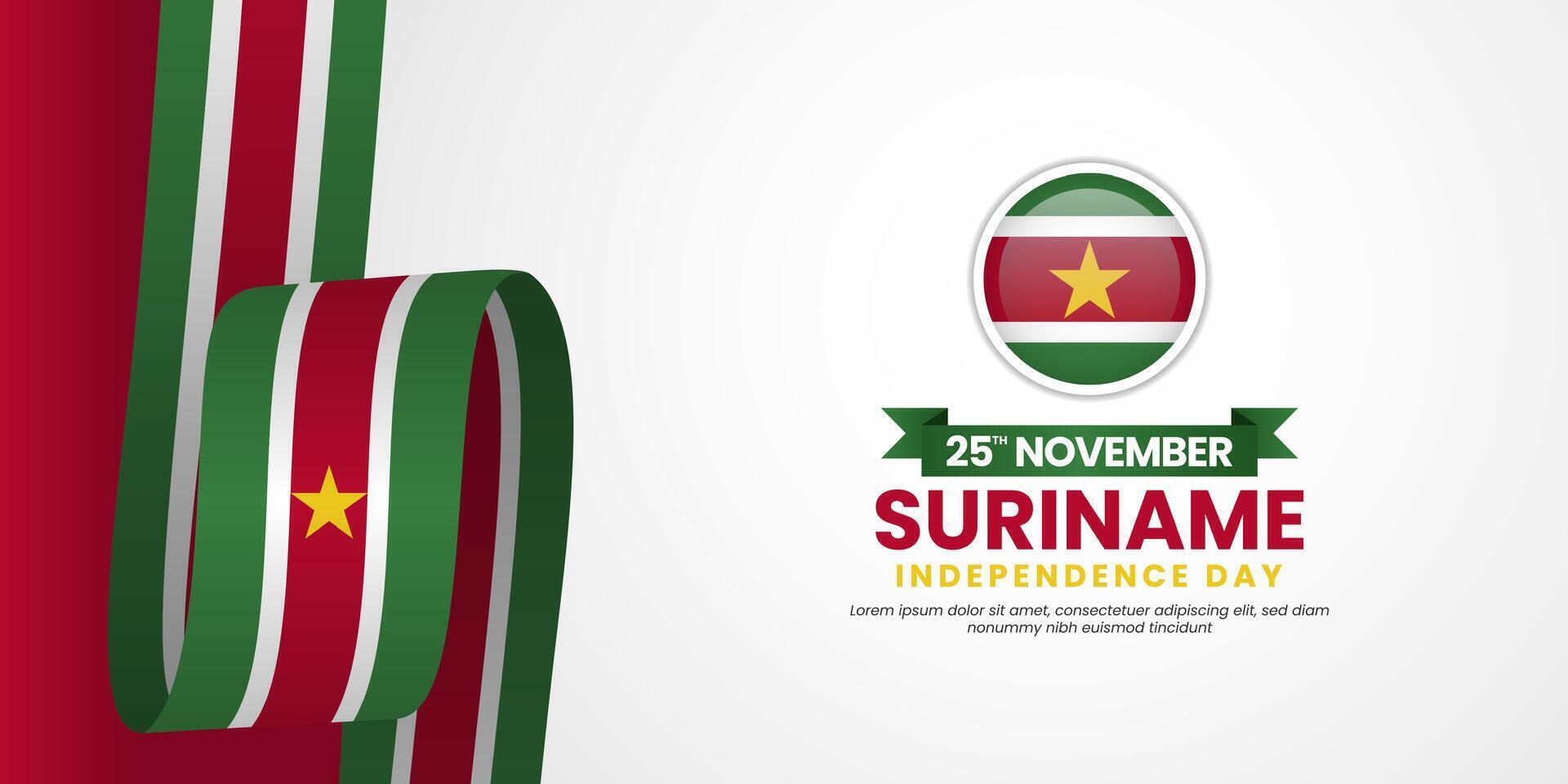 Happy Suriname Independence Day Banner Background Design Illustration for Poster, Banner, Advertising, Greeting Card vector