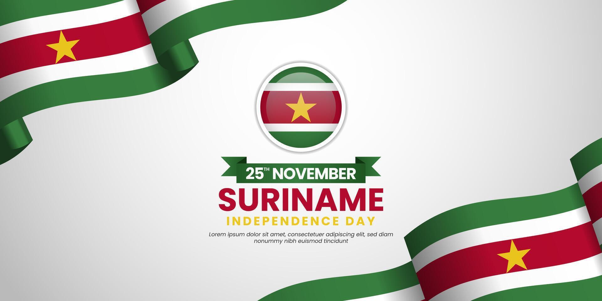 Suriname Independence Day Waving Flag Background 25 November with blank space area vector