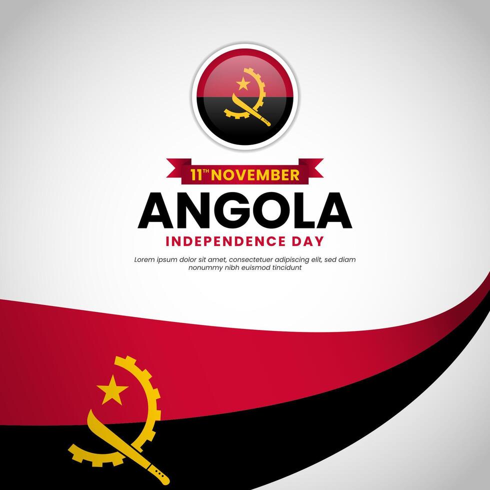 Angola independence day with waving realistic flag for greeting card, banner background design vector