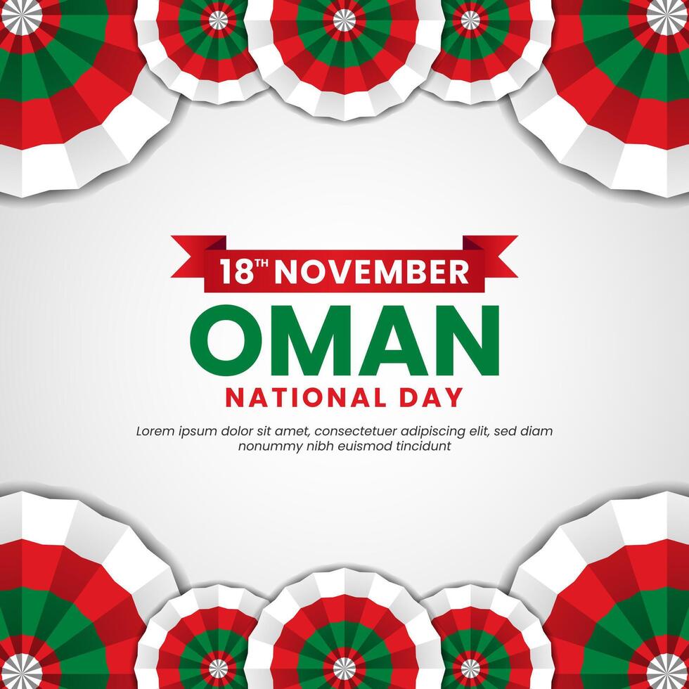 Oman national day square banner background with creative ornament decoration flag color vector