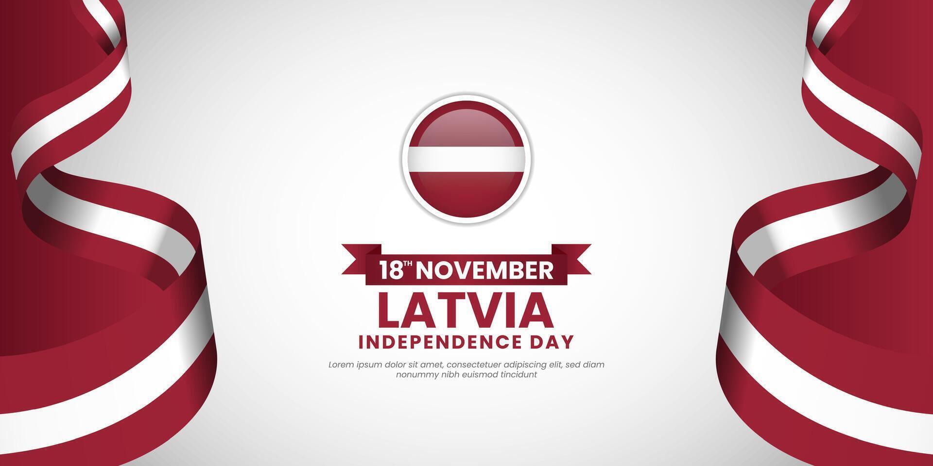 Latvia Independence Day banner background waving ribbon flag with blank space area vector