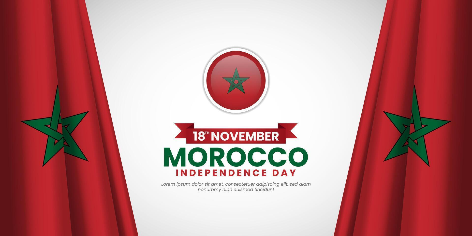 Morocco independence day isolated banner background with waving flag and copyspace area vector