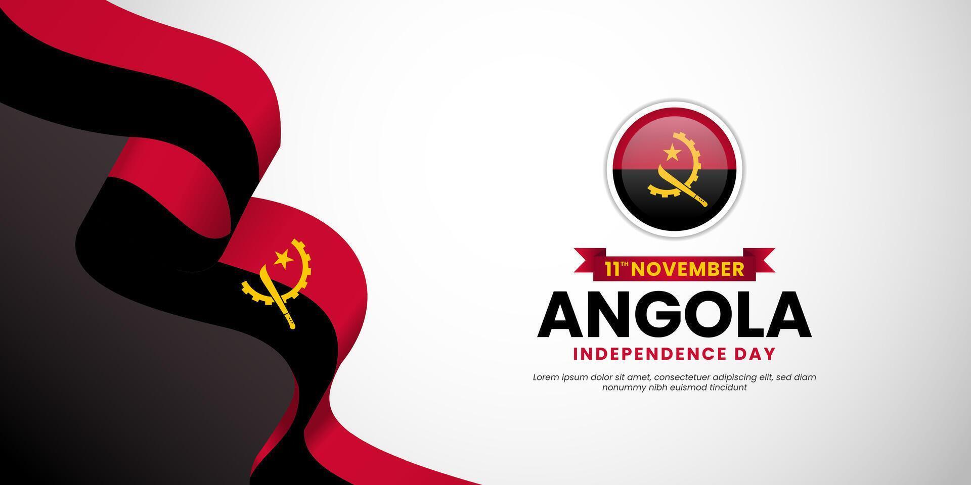 Angola Waving Ribbon Flag for Independence day background design with blank space area vector