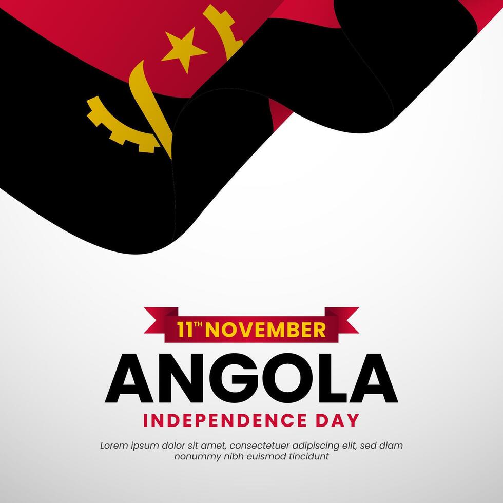 Angola independence day with waving realistic flag for greeting card, banner background design vector