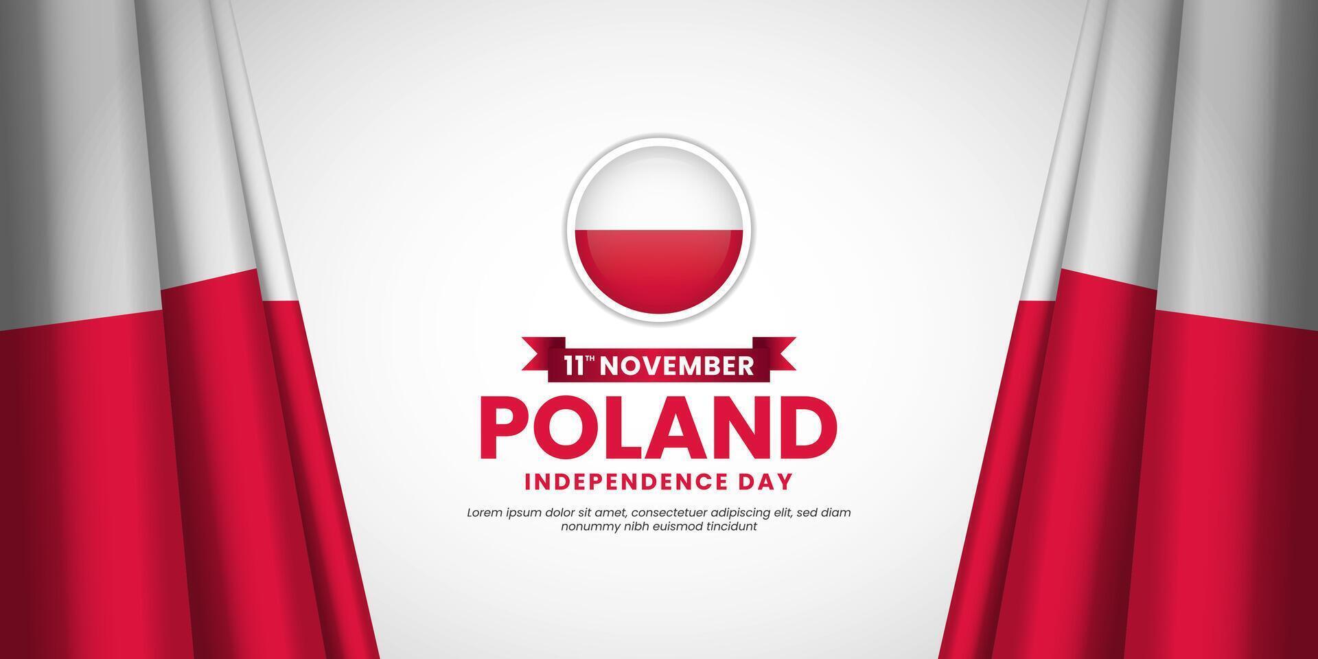 Poland independence day banner background 11th of November design element with realistic waving flag vector