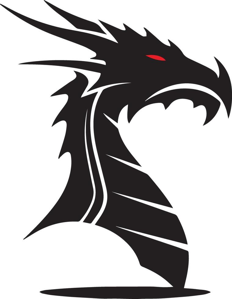 A black dragon head with red eyes vector