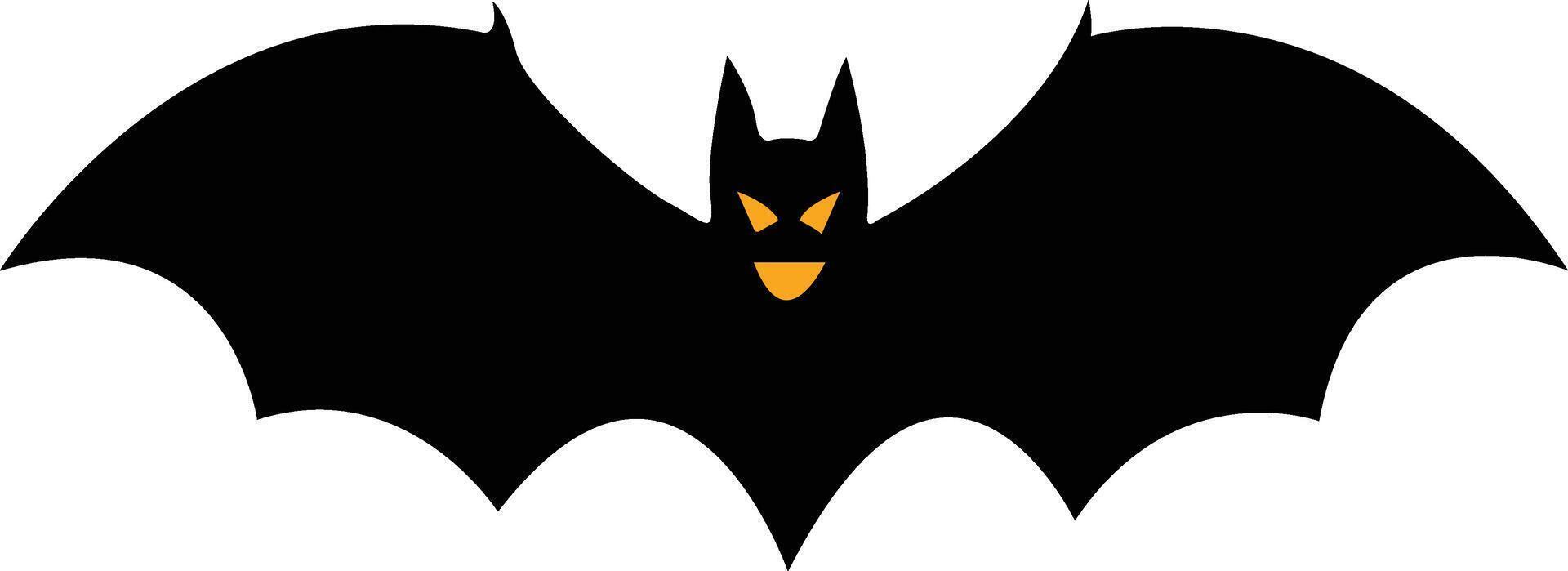 A black bat with yellow eyes on a white background vector