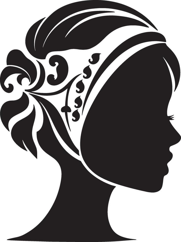 Silhouette of a woman with a headband vector