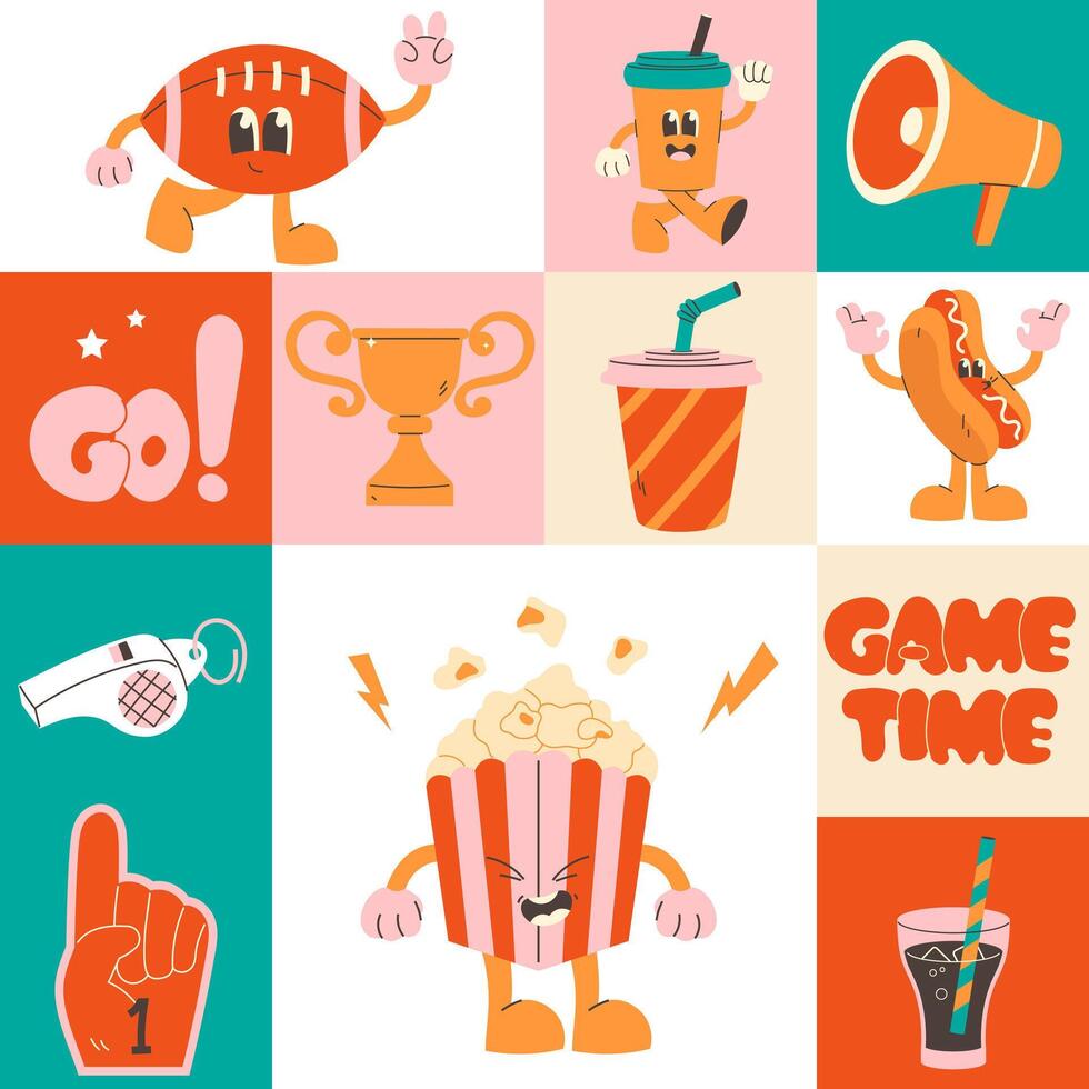 Geometric modern American football background in groovy style vector