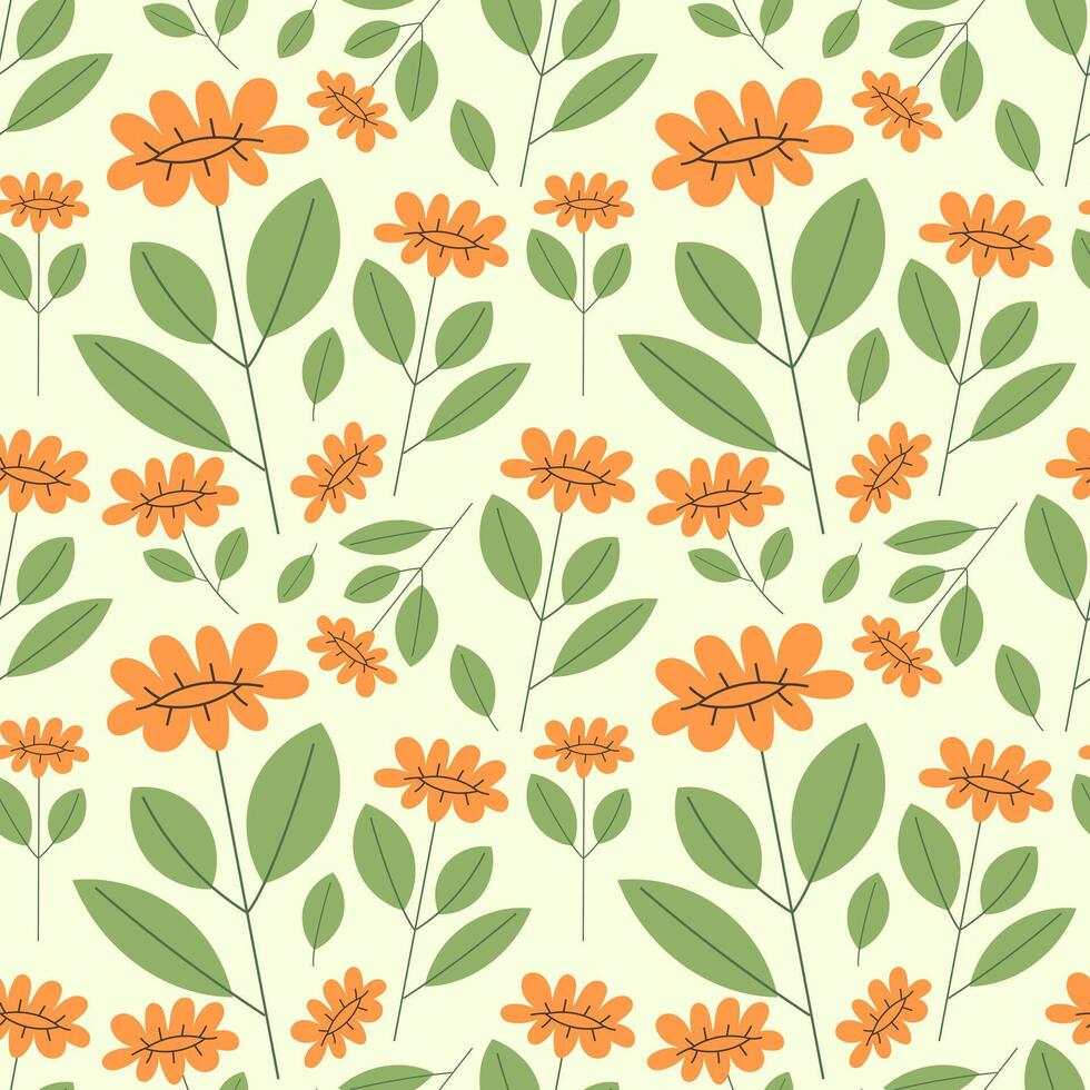Floral seamless pattern. Botanical background with cute flowers vector