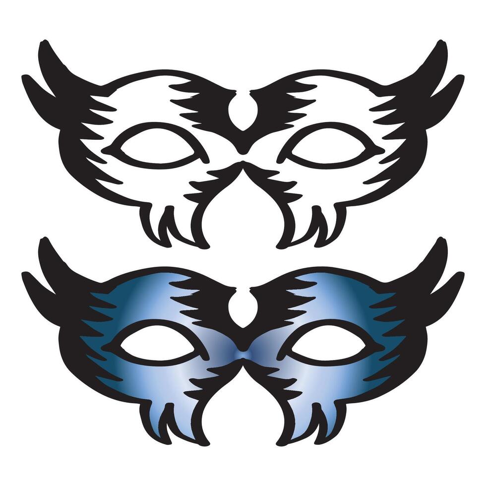Pair of venetian masks with ornaments carnival vector