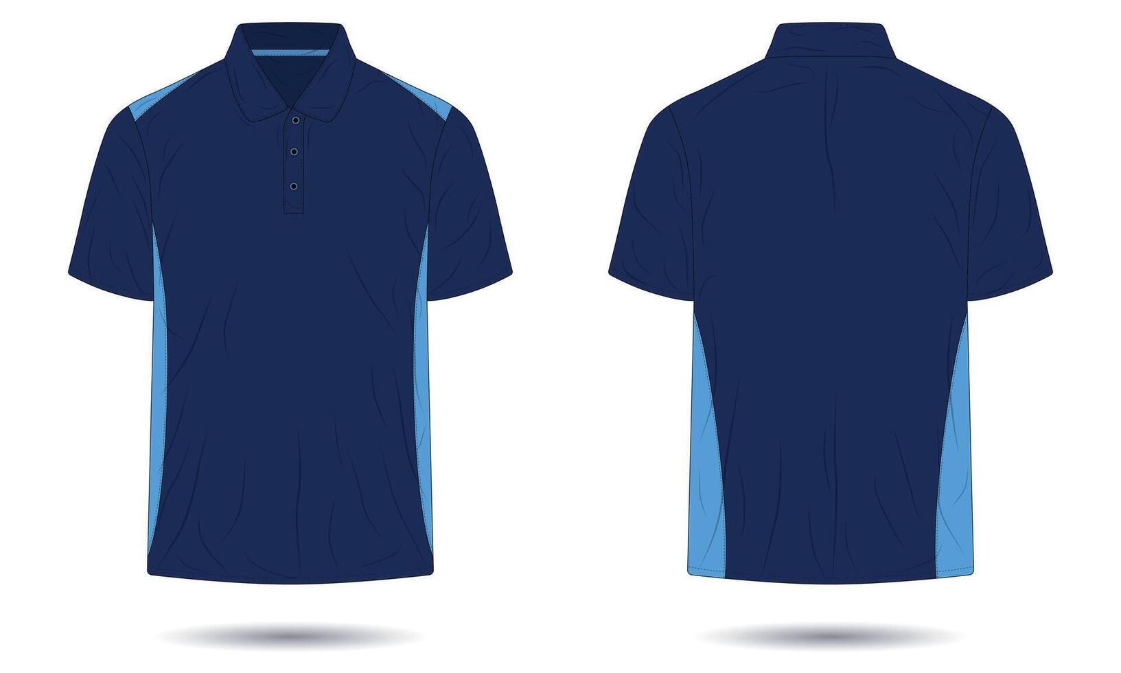 Navy blue polo shirt mockup front and back view vector