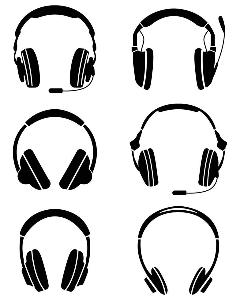 Set of different shape headphone icon vector