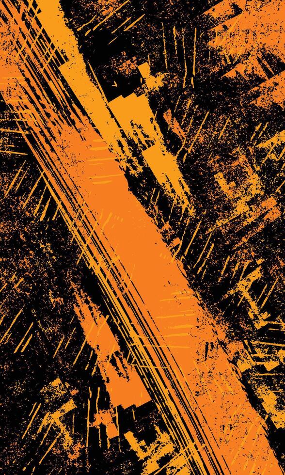 Abstract grunge brush stroke black and orange dirty background vector