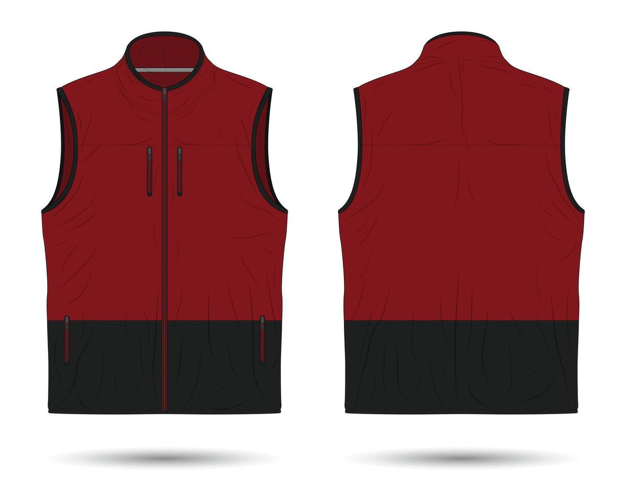 Red and black modern vest mockup vector
