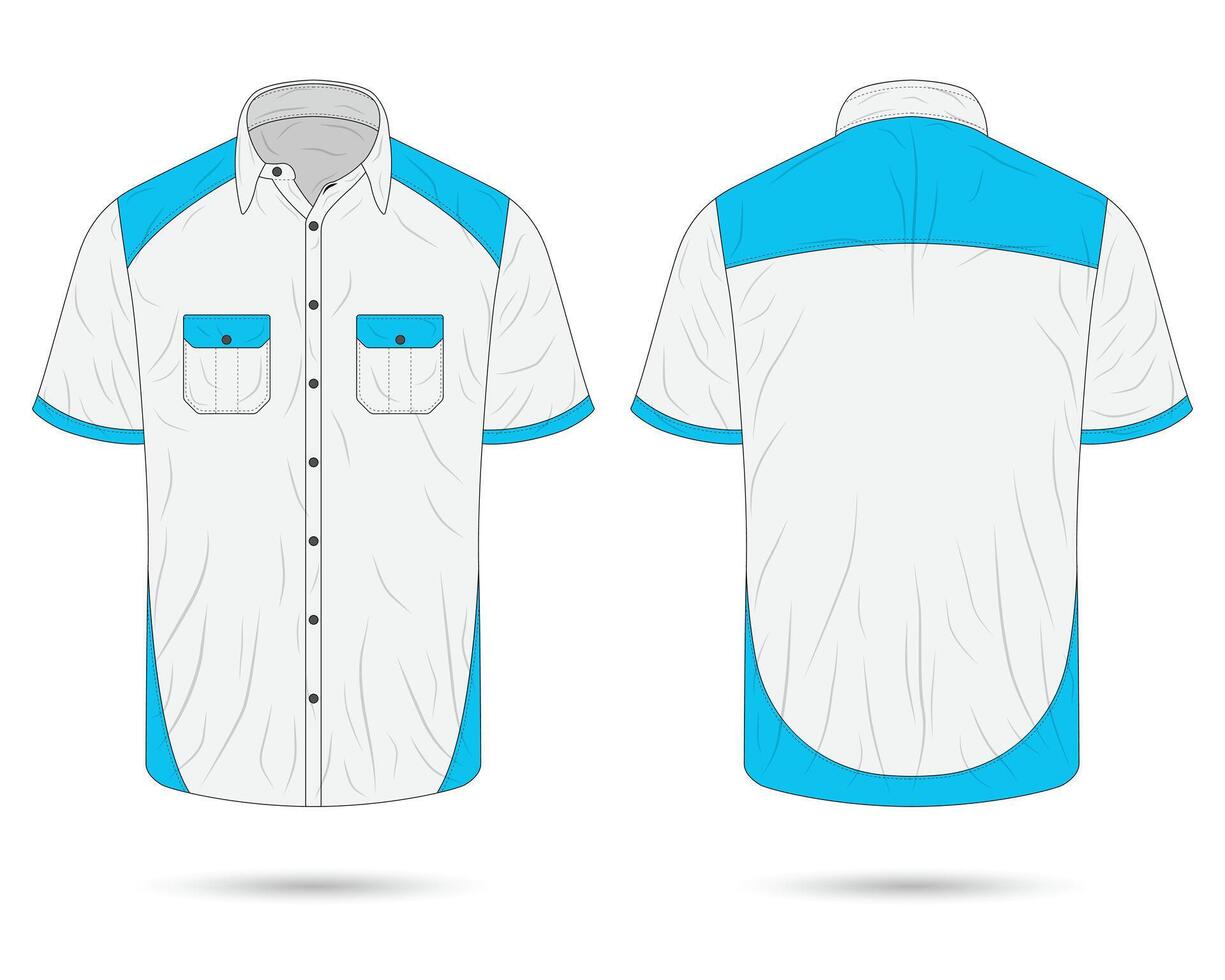 Formal short sleeve button down shirt template front and back view vector