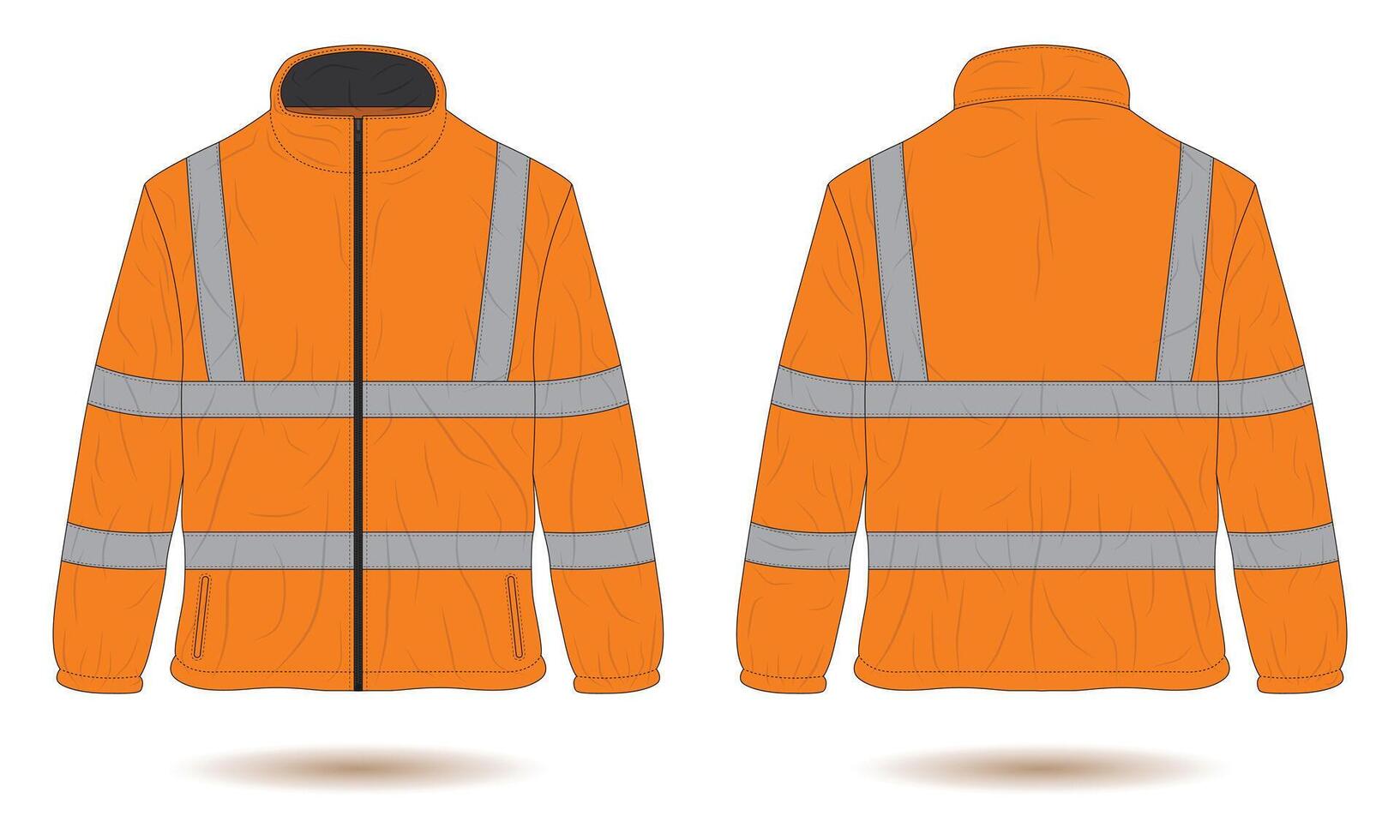 Hi vis zipper jacket mockup front and back view vector