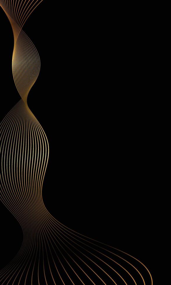 Abstract wavy gold lines elegant dark wallpaper vector
