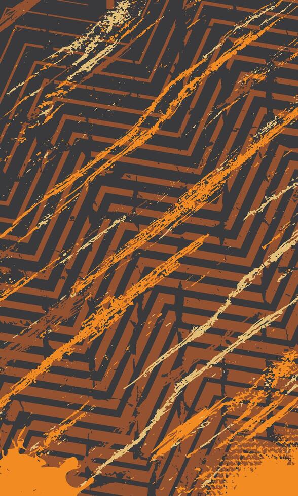 Geometric lines pattern with abstract grunge brush strokes vector