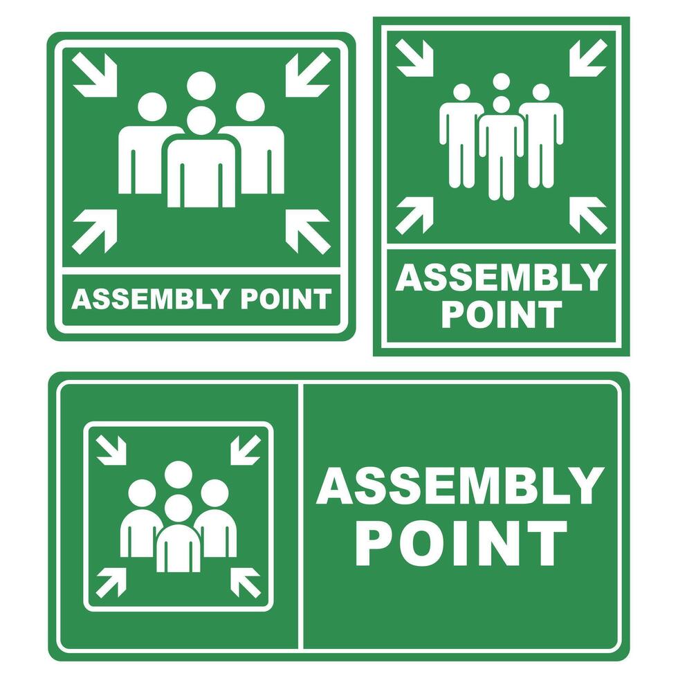 Collection of different assembly point sign vector