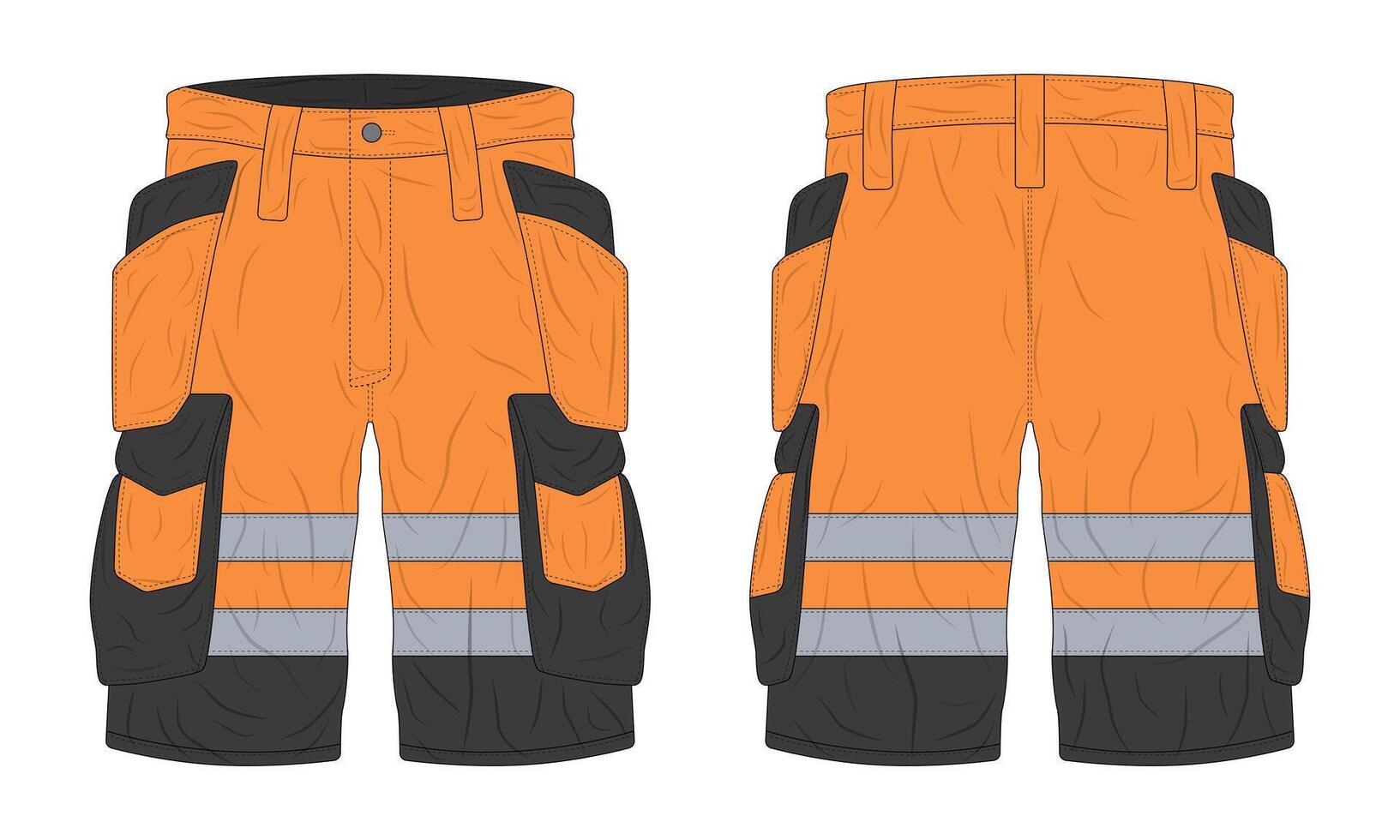 Hi vis pants mockup front and back view vector