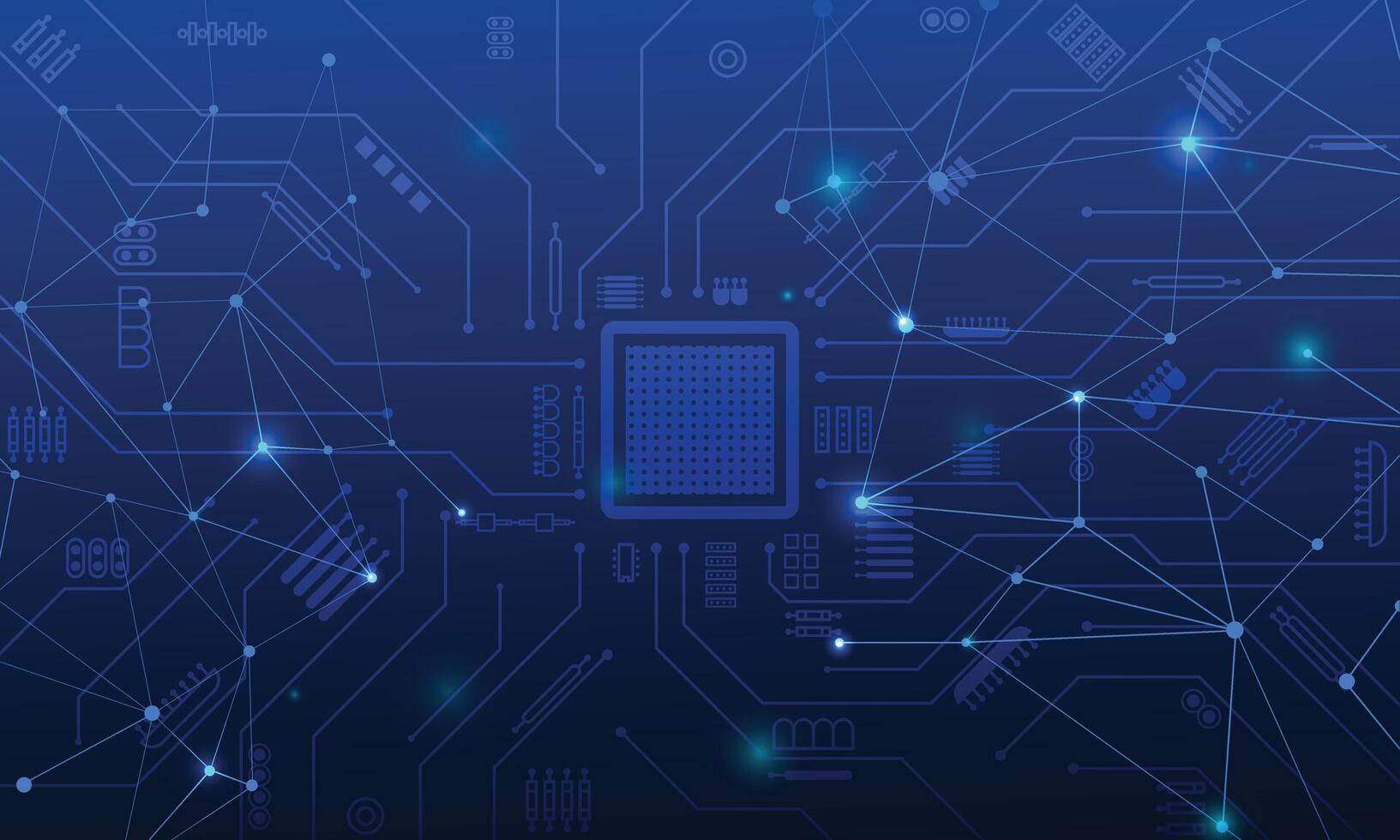 Abstract circuit board lines blue gradient technology background vector