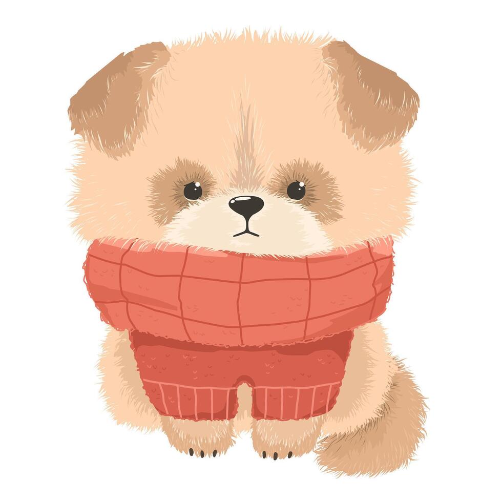 Happy Spitz puppy, pet cute and fluffy. vector