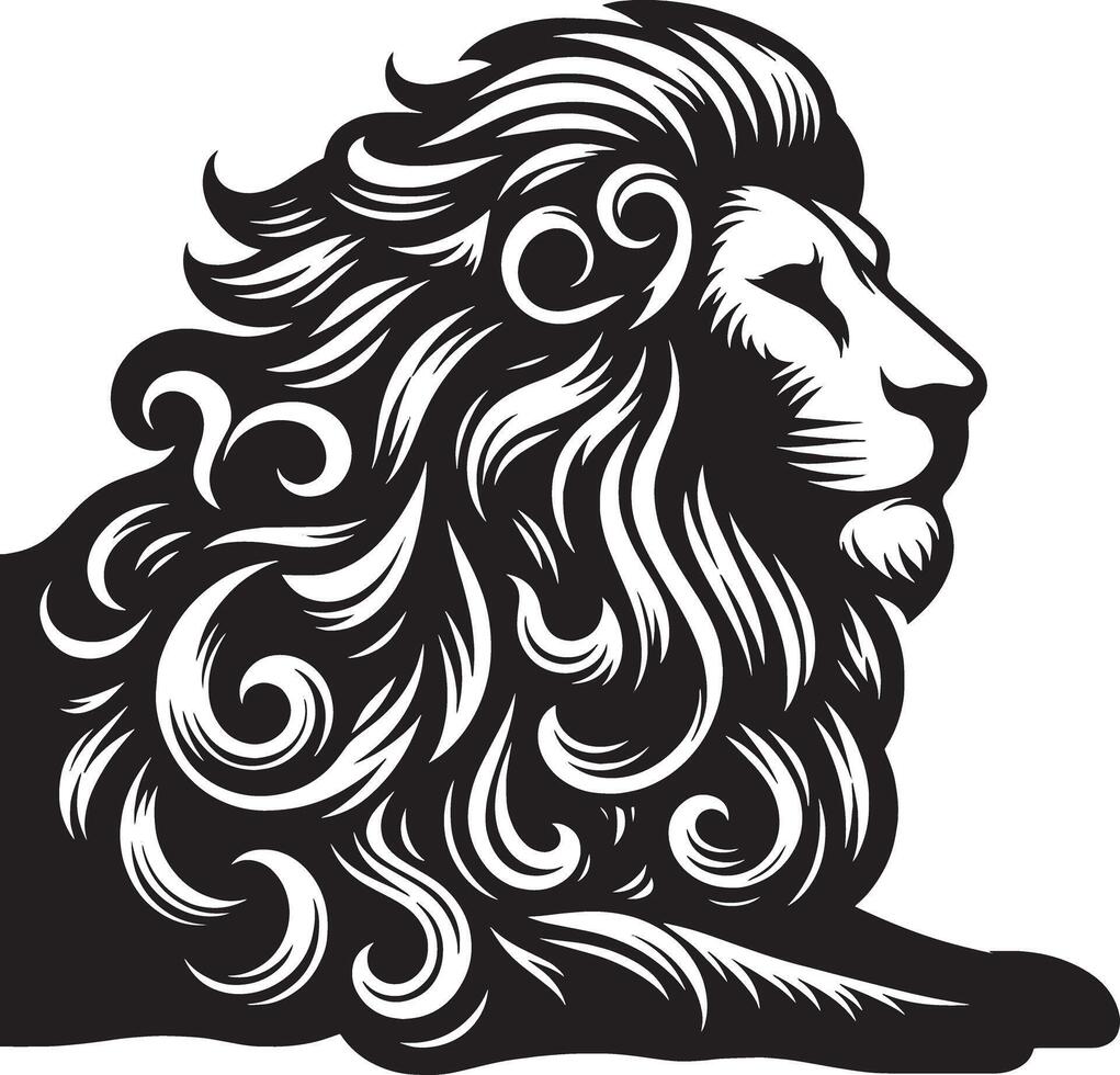 Minimalist Lion Silhouette Art Illustration with White Background vector