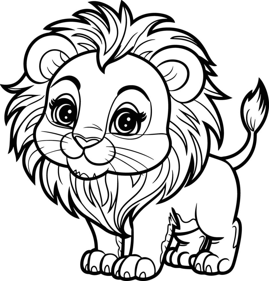 Minimalist Lion Silhouette Art Illustration with White Background vector