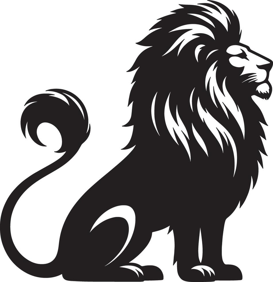 Minimalist Lion Silhouette Art Illustration with White Background vector