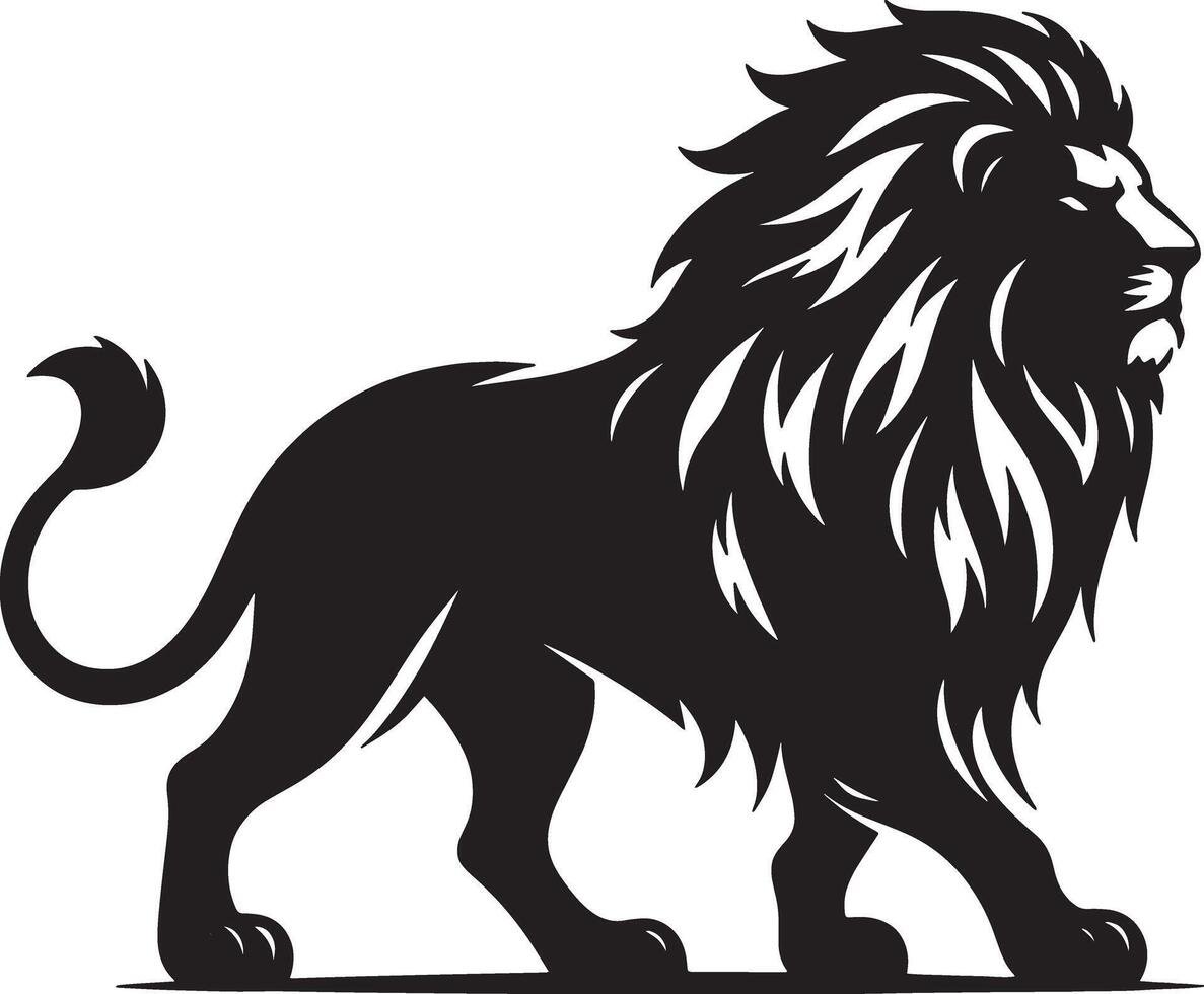 Minimalist Lion Silhouette Art Illustration with White Background vector