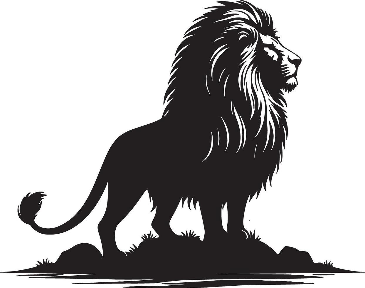 Minimalist Lion Silhouette Art Illustration with White Background vector
