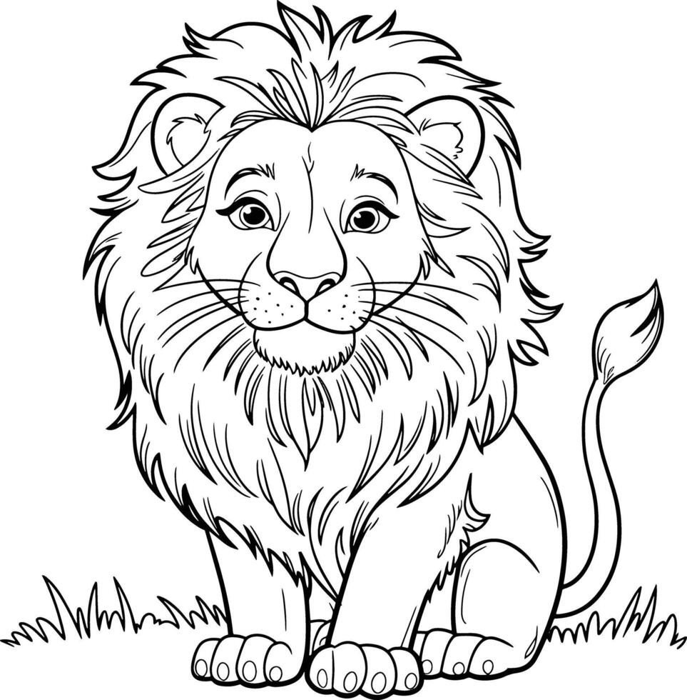 Minimalist Lion Silhouette Art Illustration with White Background vector