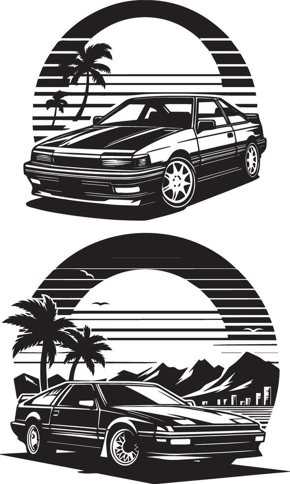 Car Silhouette Art on a White Background vector