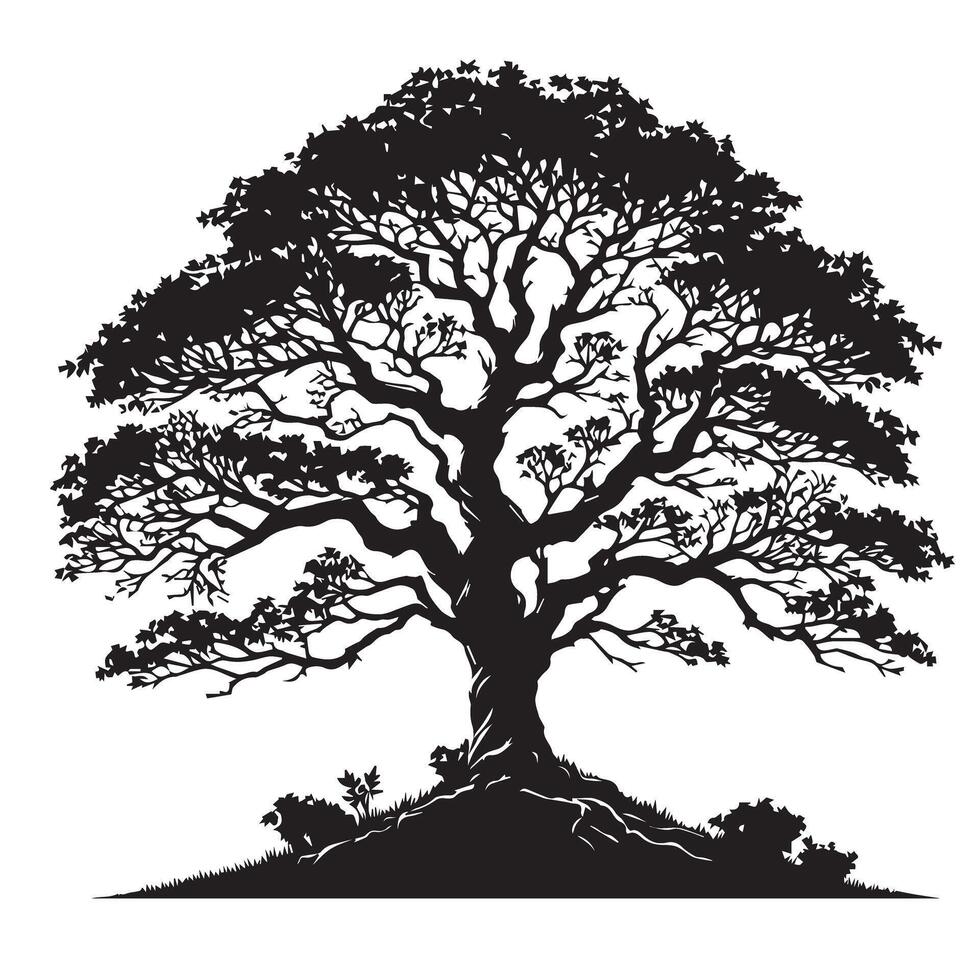 Tree Silhouette Art Illustration with White Background vector