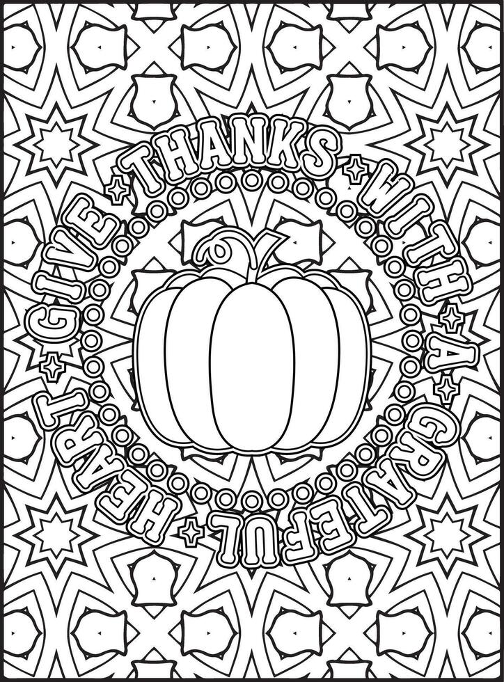 Give Thanks with a Grateful Thanks Quote Coloring Page. Thanksgiving Quote Coloring Page. vector