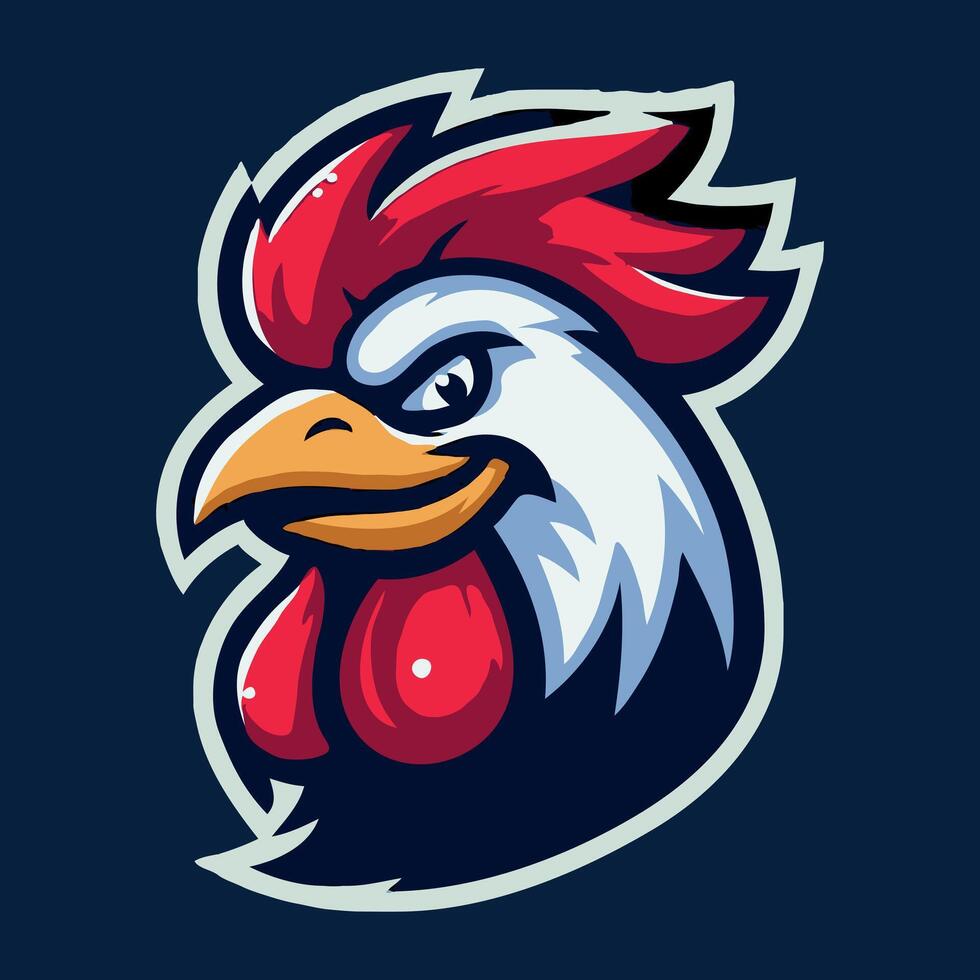 Angry Rooster Mascot Logo Design. Rooster Face Mascot Logo. vector