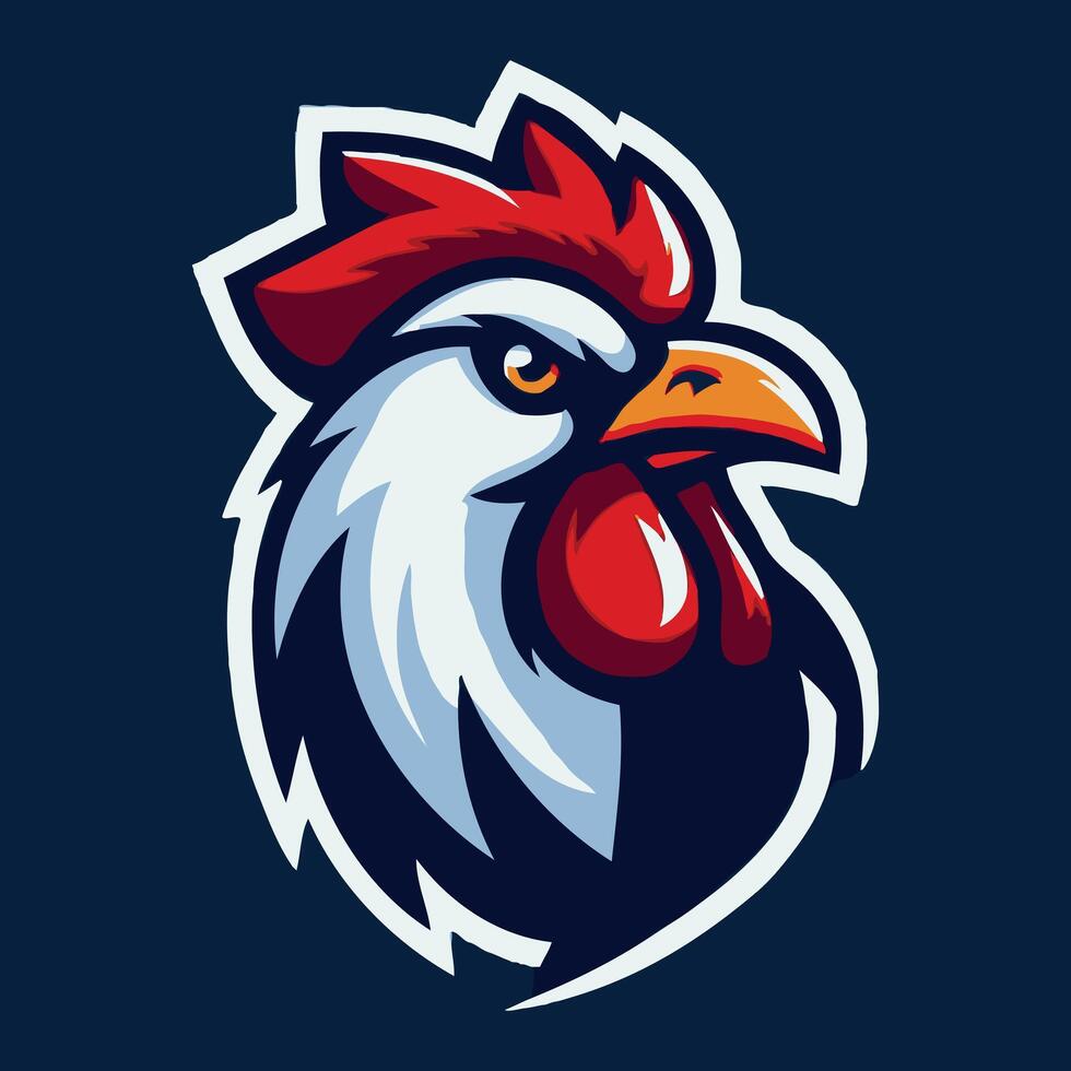 Rooster Face Mascot Logo Template. vector