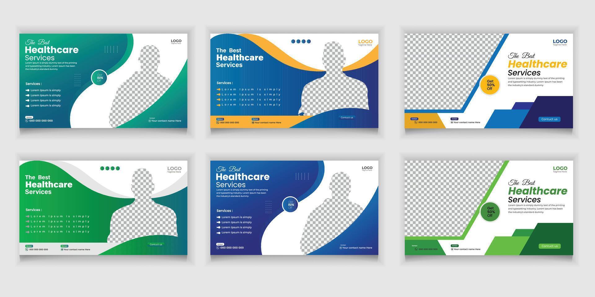 Medical Set Online Business Ideas Thumbnail, Abstract Thumbnail With Modern Editable Template Banner Design vector
